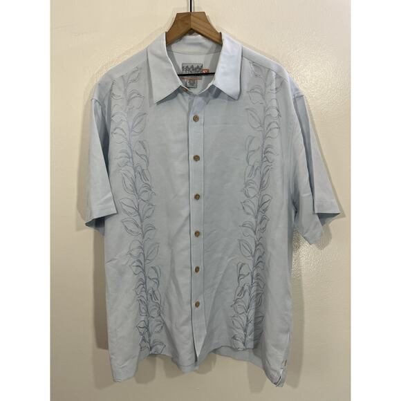 Quicksilver Camp Shirt XL Embroidery Floral Resort Retro Beach Hawaiian Tropical - Picture 1 of 12